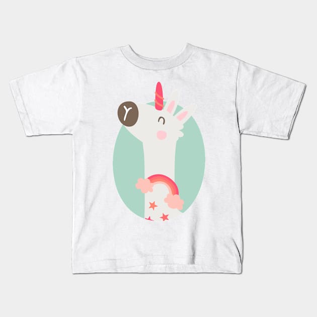 Llama unicorn Kids T-Shirt by melomania